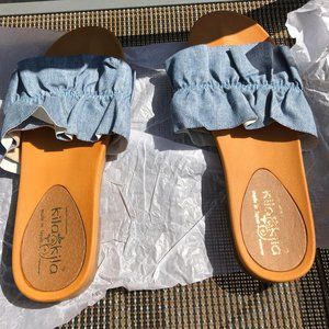 Kila Jean blue slide sandals Medium